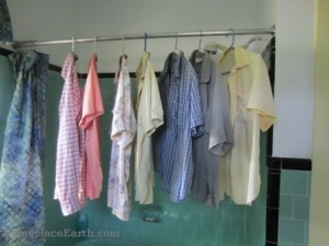 shirts hanging on shower rod-BLOG